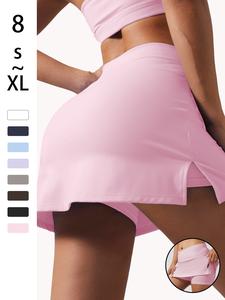 women's solid 2 in 1 split hem loungewear skort, casual comfy high stretch v waist skirt for daily wear, ladies sleepwear for all seasons, shorts
