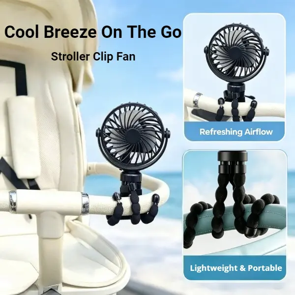Flexible octopus bracket clip on baby stroller fan, portable mini cooling fan, 360 degree adjustable silent rechargeable portable clip fan, lightweight outdoor travel fan, gift giving/holiday birthday wedding souvenir party small gift