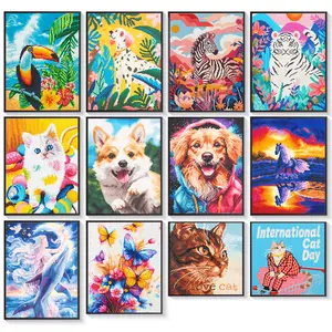 Diamond Painting Kits for Adults, Animal Paint by Diamonds for Adults (Dog, Cat, Bird, Tiger, Horse, Dolphin), DIY 5D Full Round Drill Gem Painting for Home Wall Decor