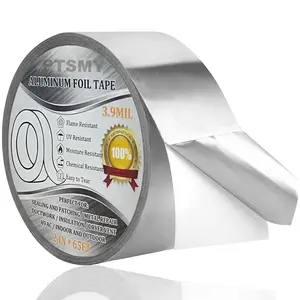 Aluminum Foil Duct Tape Heavy Duty Waterproof, Premium Silver Metal HVAC Heat Tapes (2"*65Feet,3.9mil), High Temperature, Dryer Vent Insulation Tape for Ductwork, Ducting, Sealing, Patching, Furnace
