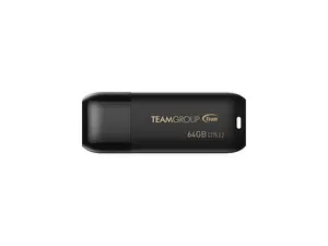 TEAMGROUP C175 64GB USB 3.2 Gen 1 Flash Drive Rounded Streamlined Unibody Design Black Pearl Seamless Construction Matte and Glossy Finish, Speed Up to 100MB/s (TC175364GB01)
