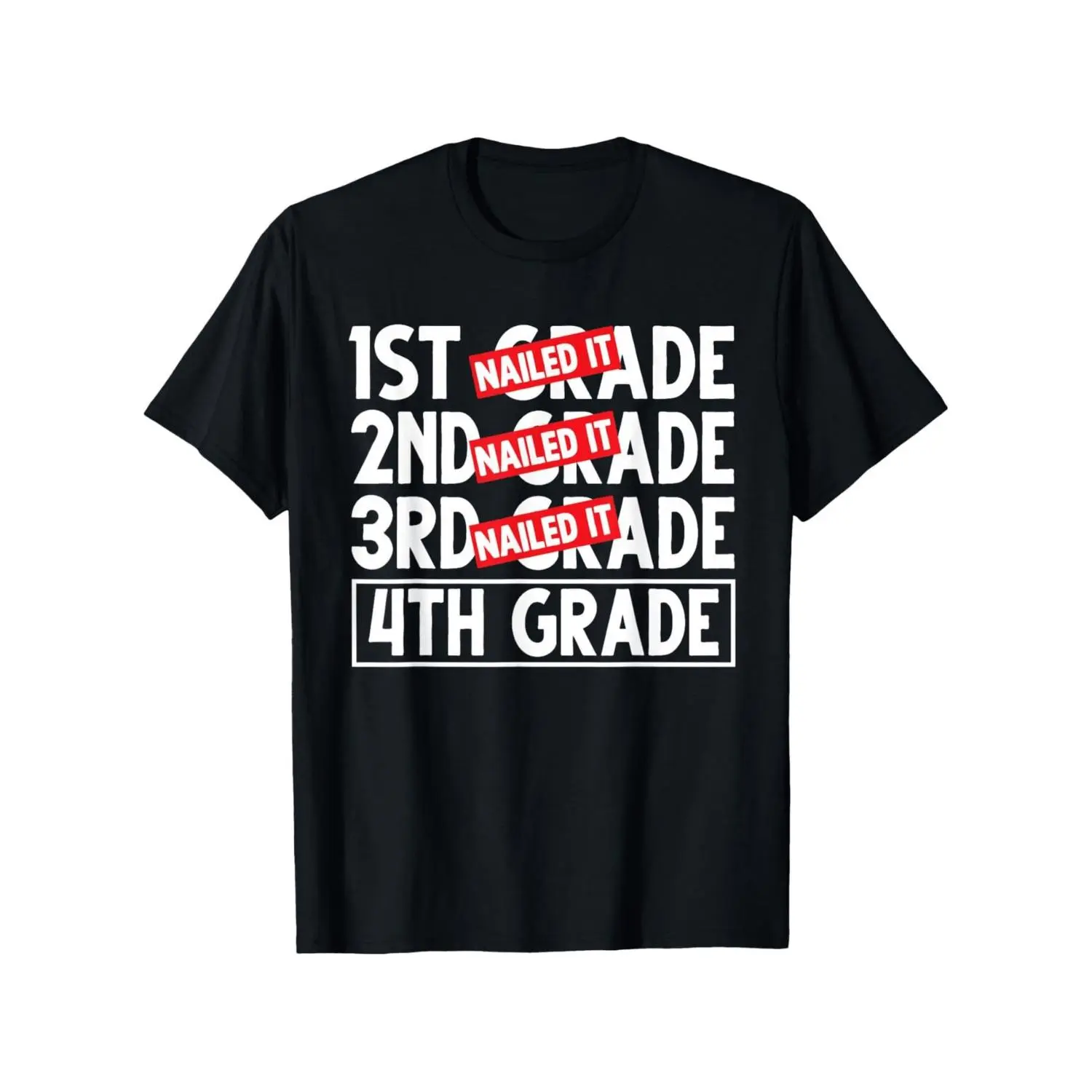 Boys Girls Nailed It School Grade Progression Graphic Tee - 1st 2nd 3rd 4th Grade Teacher Student Gift, Funny Classroom Apparel, Round Neck Short Sleeve Top for Kids Back to School