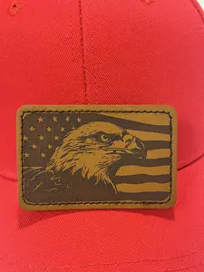 Bald Eagle American Flag Leather Patch, Patriotic Hat Patch, American Flag Iron on, for Jackets, Hats, Cases, Backpacks and More