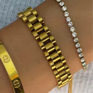 EVRY JEWELS Gold or Silver Plated Women's Watch Me Bracelet