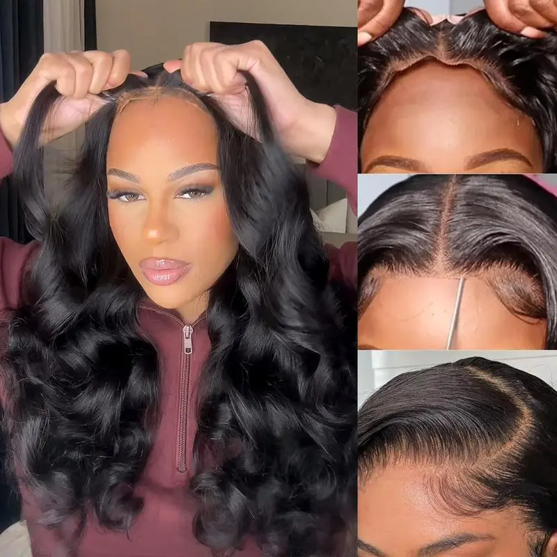 Bling Hair Pre Cut Ready to Go Glueless Wig Pre Bleached Body Wave 6x4 Lace Closure Wig Human Hair Lace Closure Wig for Black Women Natural Color #SummerVibes