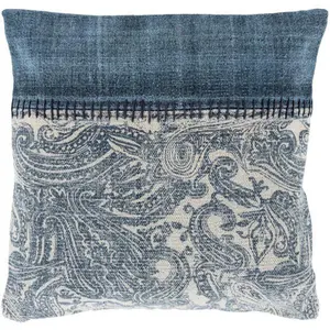 Lola Accent Pillow, Stitch, Navy, Pale Blue, Cream