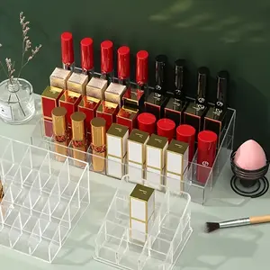 40 Slot Transparent Acrylic Lipstick Holder, Portable Makeup Organizer Box, Cosmetic Storage Display Case, Organizer Storage Supplies Ideal for Vanity Use, Durable Storage Organizer