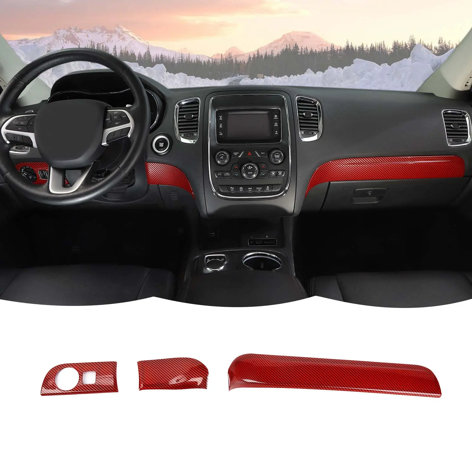 Car Interior Covers - Self-Adhesive Center Console Panel Trim Bezel, Scratch-Proof, UV-Resistant DIY Accessory Kit for 2014-2020 Dodge Durango Automotive Interior