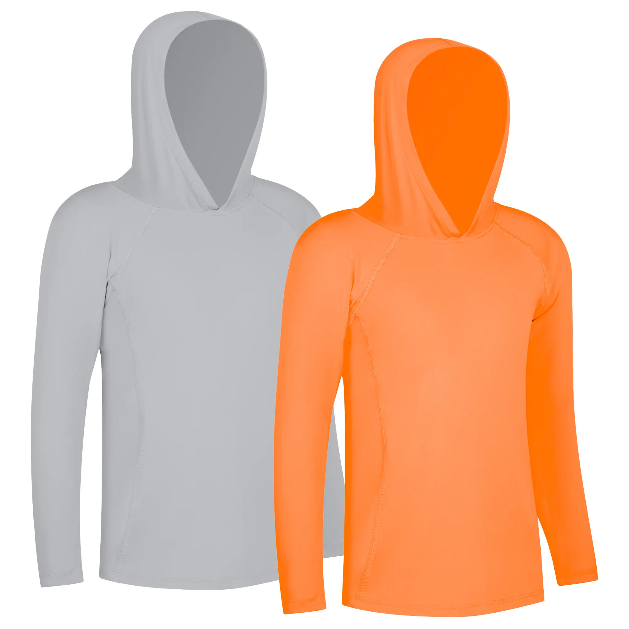 BIG ELEPHANT Boys' 2-Pack Long-Sleeve Athletic Hoodies - Quick-Dry, Breathable, Moisture-Wicking Mesh Workout Pullover Sports Apparel for Running, Running Wear, Hooded, Bold Colors, Workout Wear