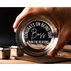 Congrats On Being My Boss Whiskey Glass, Gift for Boss, Boss Gifts, Gift from Employees, Boss Birthday Gift, Boss Day Gift, Present for Boss