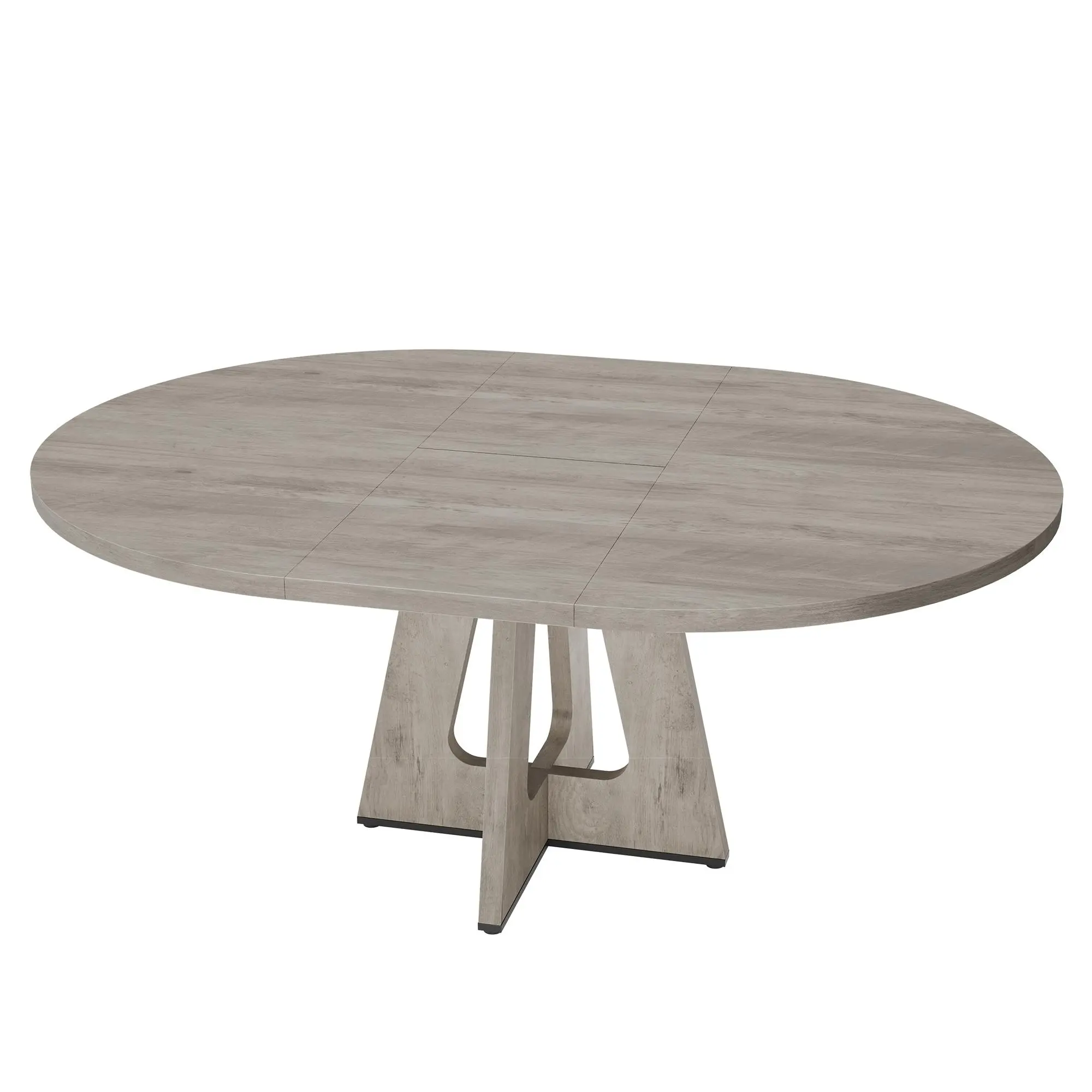 OP-Space-Saving Extendable Round Dining Table for 4-8 - 47-63 in Expands to Oval - Modern MDF Top, Metal Frame - Compact Kitchen & Dining Room - Table Only