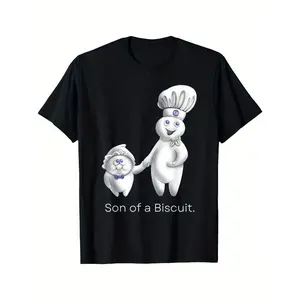 Funny Graphic Tee - Cute Cartoon Chef Design with Son of a Biscuit Text, Perfect for Summer Leisure Outings, Food Lover Gifts & Casual Everyday Wear
