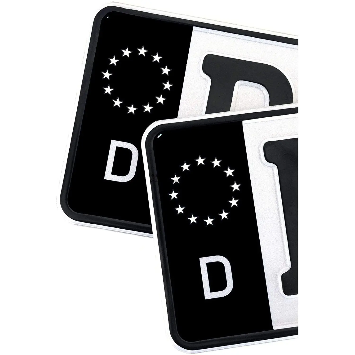 2 x Number Plate Black Sticker D E GB NL PL DK CZ SK EU Field Film Black Car Trailer Caravan Bus Fits all standard sized Vinyl 2026 Decoration for your cars