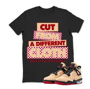 Jordan 4 Pizza T Shirt Match Cloth, GS Sneaker Shirt, Sesame White Fire Red Black, Youth and Adult Tshirt
