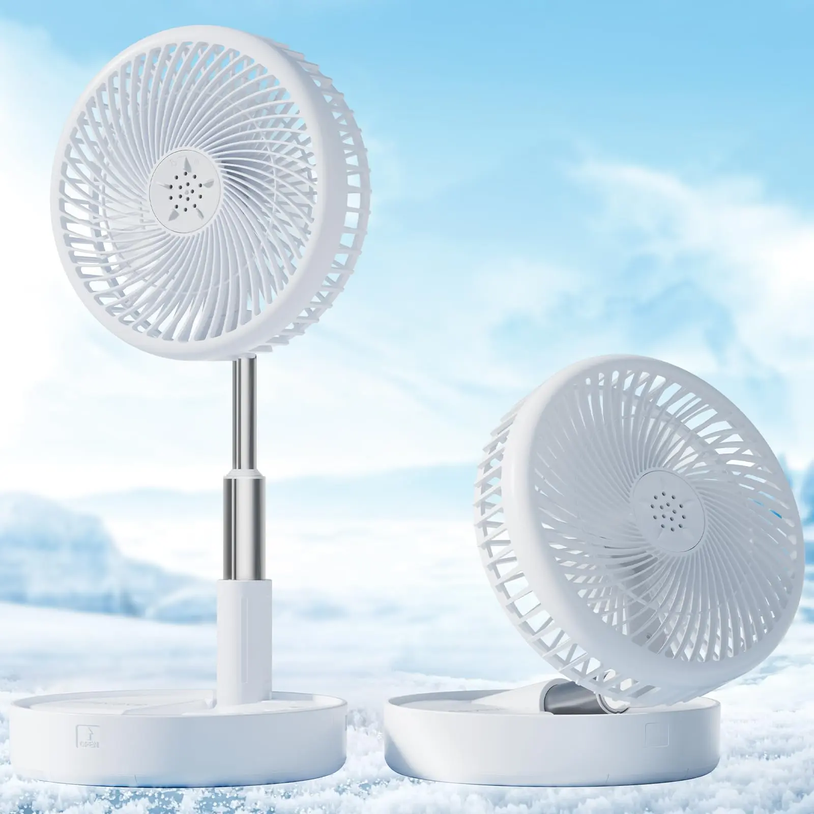 3-in-1 Collapsible Portable Fan, Telescopic Stand, 180° Tilt Head, Remote Control, 7200mAh Cordless Fan for Patio, Bedroom, Office, Picnic, Lightweight
