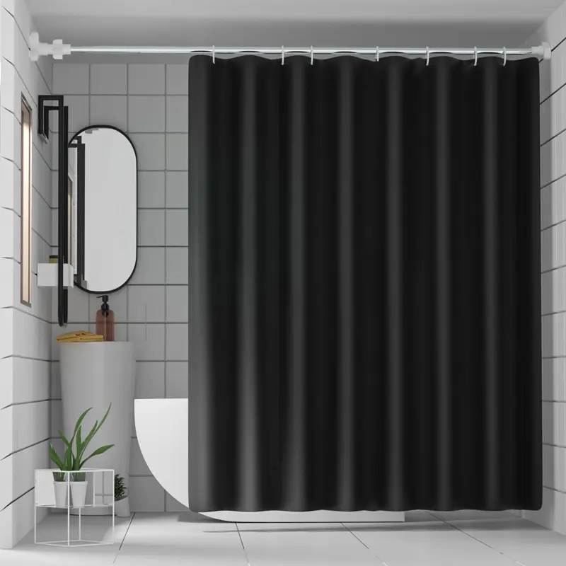 Peva Waterproof Bathroom Curtain 180x180cm Thin Design, Includes 12 Hooks, Bath Curtains Shower, Perfect for Bathrooms, Massage Bathtubs & Hotels, Shower Curtain Set