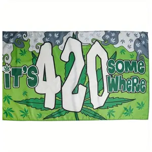 Tapestry Somewhere Marijuana Flag Party Banner Home Holiday Wall Decor Cool Flag Weed Pot 4:20 Hippie Dorm Funny - Suitable for bedrooms, living room decor, dorms, short trips Gift