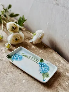 Patina Vie Vintage French Hand-Painted Hydrangea Trinket Tray