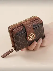 New Retro Litchi Pattern Letter Design Wallet Multi - Card Slots Short Style Women's Small Bag Thickened Korean Fashion Retro Coin Purse Cute Mini Wallet