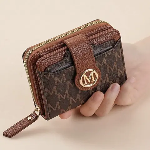 New Retro Litchi Pattern Letter Design Wallet Multi - Card Slots Short Style Women's Small Bag Thickened Korean Fashion Retro Coin Purse Cute Mini Wallet Ladies Wallet