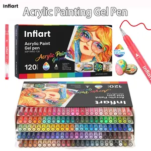Infiart Liquid Acrylic Marker Set, 120 Colors, 1.0mm Bullet Tip, Large Capacity Smooth Ink, High Coverage Multi-Material Use