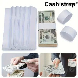 100PCS White Money Straps | Bank/Finance Use | Strong Adhesion Tear & Go