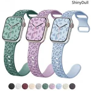 Engraved Leopard Silicone Apple Watch Band – Sport Strap (38–49mm, Series & Ultra)