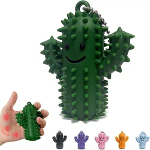 Little Ouchies Pain Fidget Toy for Kids Adults, 1Pcs Silicone Cactus Shape Spiky Stim Toy Portable Keychain for Anxiety Relief, Sensory Toys for Autism,Novel and Stress Relief Gifts for Boys Girls