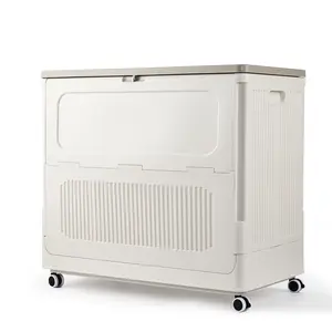 Collapsible Laundry Hamper with Turn-Top Lid – 73L Large Plastic Clothes Basket – Rolling Storage Bin – Easy to Move, No Assembly Needed