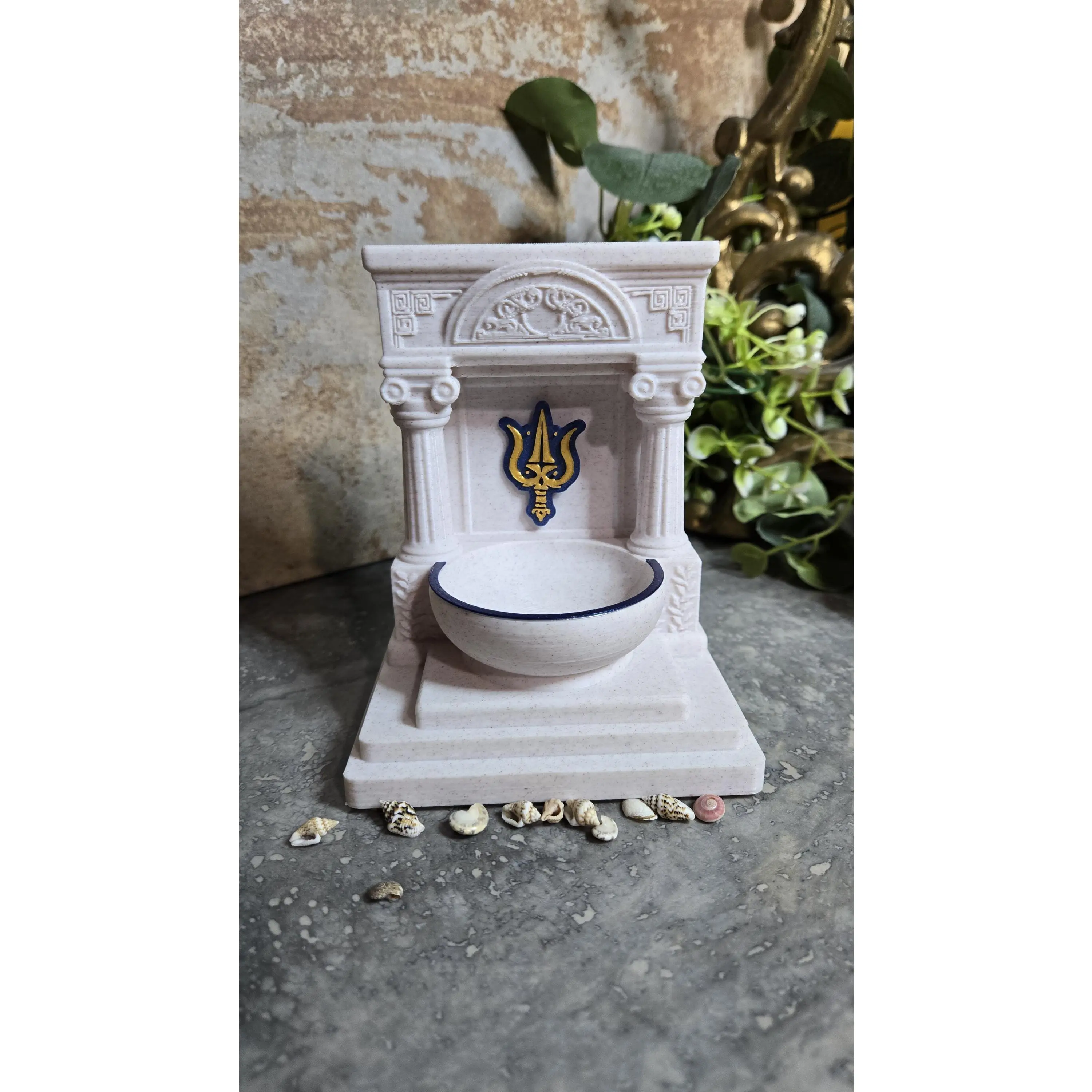 Mini Poseidon and Neptune Altar | 5 Inch Sea God Shrine | Trident Icon, Greek and Roman Ocean, Water Magic Decor