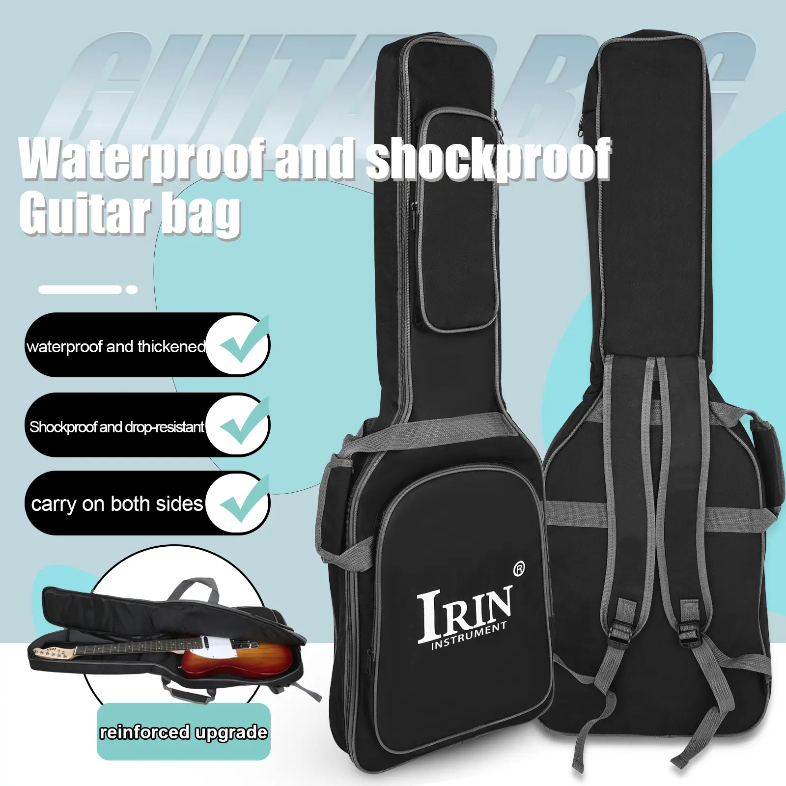 Irin Thickened 3x3 Oxford Cloth Pearl Cotton Electric Guitar Bag, Durable and Protective Case for Guitars, Ideal for Musicians