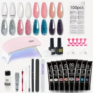 Art nail polymer gel nail kit with base gel, top gel, slip gel, acrylic nail extension, LED/UV  Easy to use, suitable for beginners to do manicure at home nail kit acrylic set nails kit set Cutics Comfort
