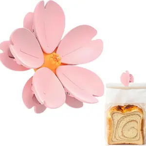 “Cherry Blossom Sealing Clip, Magnetic Food Clip for Snacks, Bread, and Storage”
