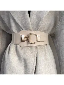 Women's coat belt with skirt, trendy stretchy sweater outerwear, versatile decorative wide belt accessory, wide waistband