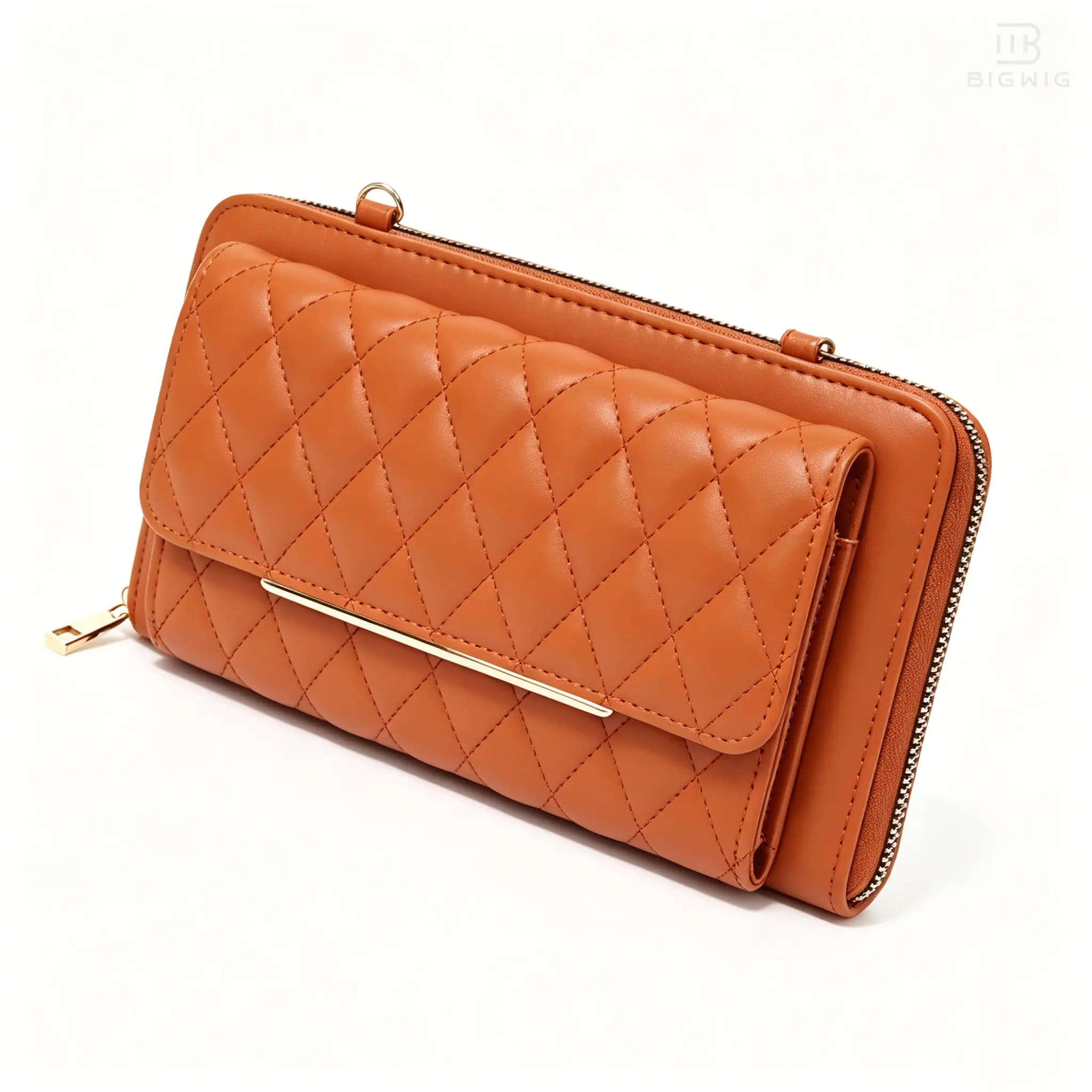 Women's Quilted Faux Leather Compartmentalized Large-Capacity Wallet Clutch - Crossbody Handheld Bag with Strap, Card Slots for Evening, Daily Use, Compartmentalized Women's Wallets, Crossbody Women's Wallets