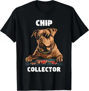 Casual Round Neck Shortsleeve Fashion Cotton Graphic Tees Streetwear Chip Collector, Texas Holdem Poker cool T-Shirt