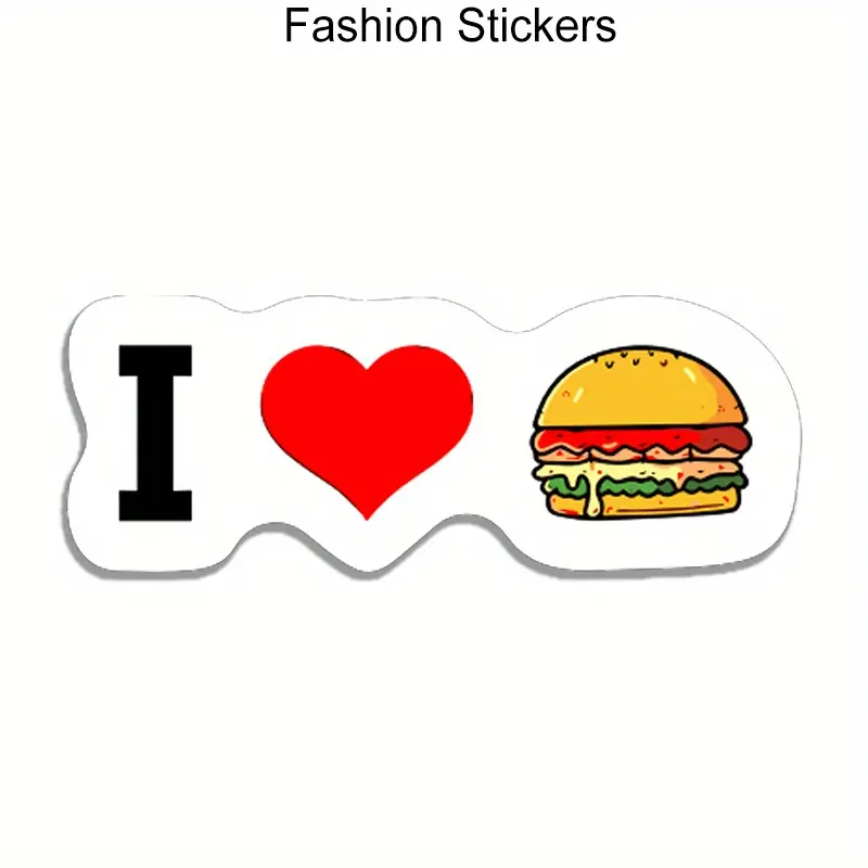 I Love Burger Car Stickers - Bold Black and Red Burger Pattern Decorative Stickers for Cars, Trucks, Laptops, Water Bottles, Motorcycles, SUVs, and More Durable Multi Surface Food Themes | Vibrant Colors
