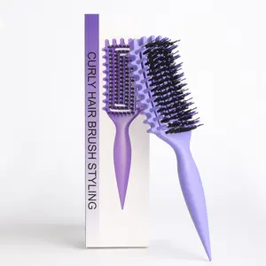 【Upgrade version】5-in-1 Curl Brush: Smooth, Frizz-Free Hair. Vent Design for Easy Detangling & Styling. Less Pulling. For Men & Women, Wet or Dry Hair.