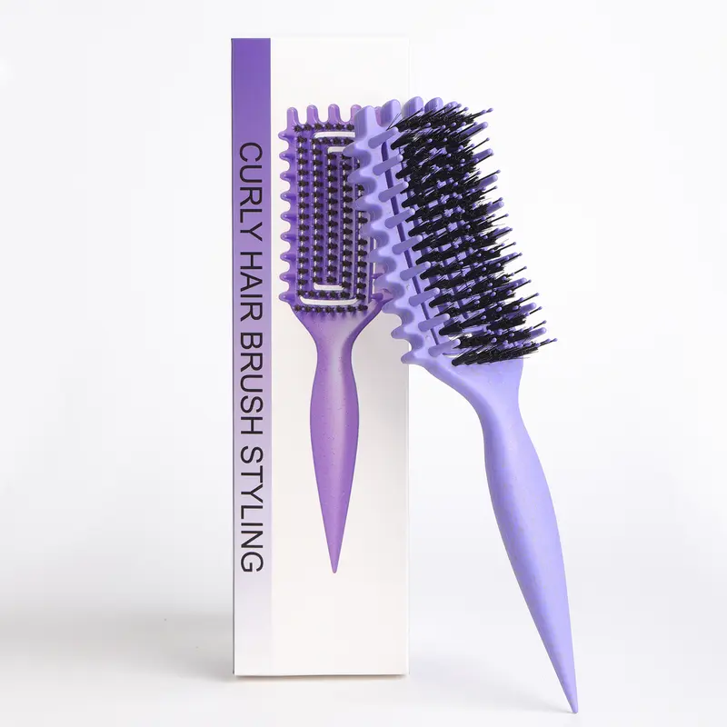 【Upgrade version】5-in-1 Curl Brush: Smooth, Frizz-Free Hair. Vent Design for Easy Detangling & Styling. Less Pulling. For Men & Women, Wet or Dry Hair.