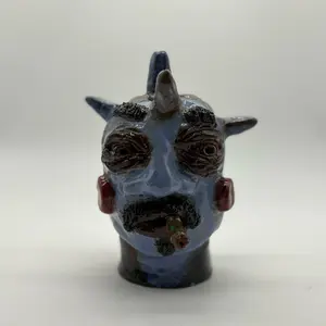 Handbuilt Ceramic Cone Incense Holder Unique Gothic Design with Horns for Decorative and Collector Practices