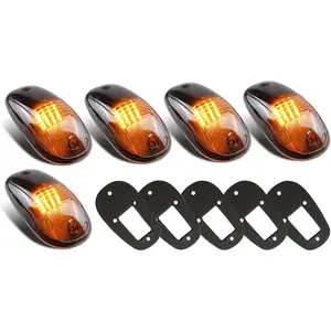 Cab Roof Marker Lights for 2003-2016 Dodge Ram 1500 2500 3500 Top Light Roof Running Lamp (Smoked Lens with 16 Amber LEDs)