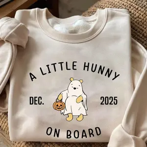 A Little Hunny On Board Sweatshirt, Halloween Pregnancy Announcement 2025 Sweatshirt, Maternity Halloween Crewneck