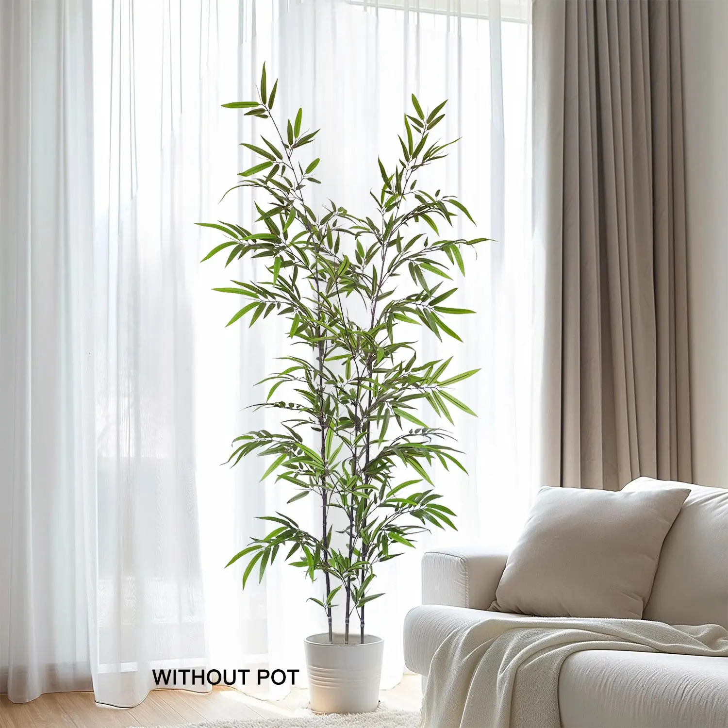 1 Piece 130-210cm Artificial Bamboo Set with Realistic Moss, No Pot Included, Easy Care Plant Decor for Home Office Balcony