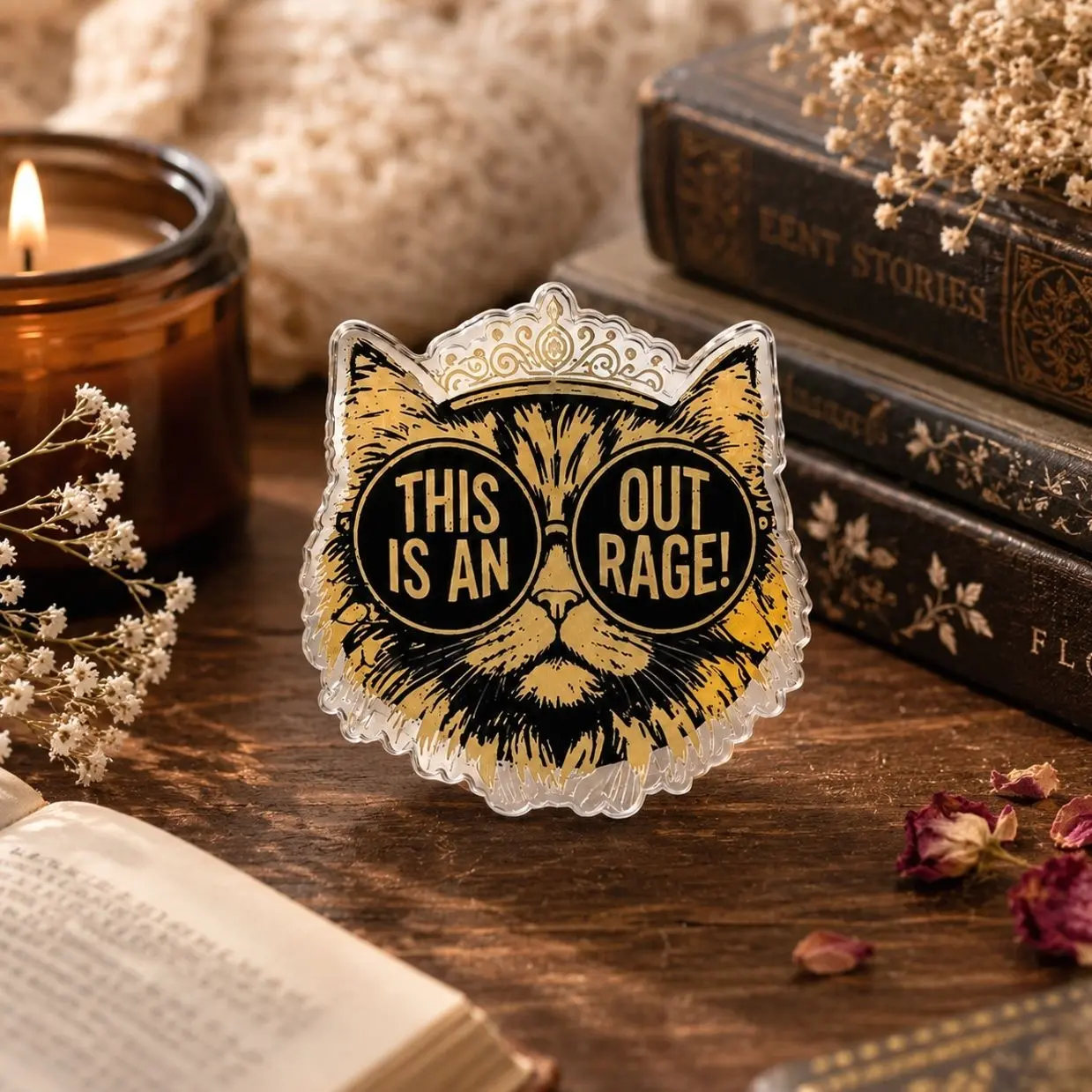 Funny Cat Magnetic Phone Grip, Cute Cat Phone Holder, Detachable Phone Stand