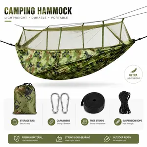 600lbs Load 2 Persons Hammock with Mosquito Net Outdoor Camping Portable Hanging Bed canopy chair-1847