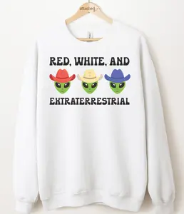 Red White And Alien Graphic Top