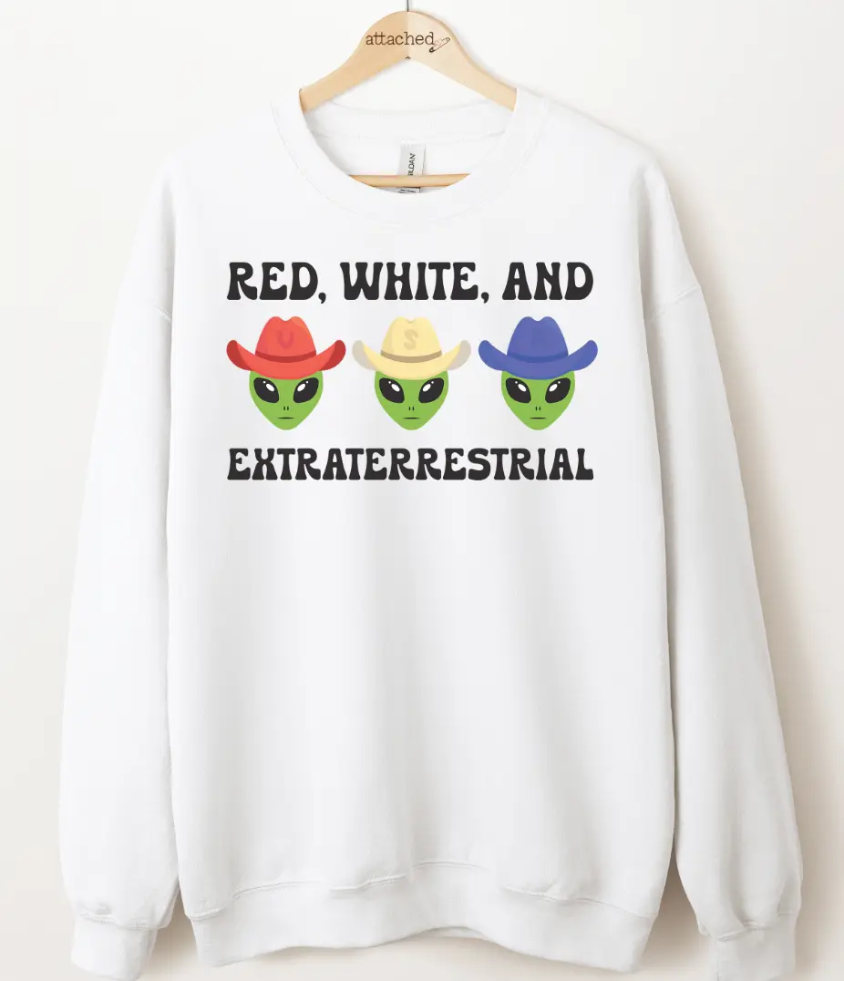 Red White And Alien Graphic Top