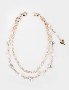 FULL TILT  Womens Iridescent Heart Wallet Chain, Gold