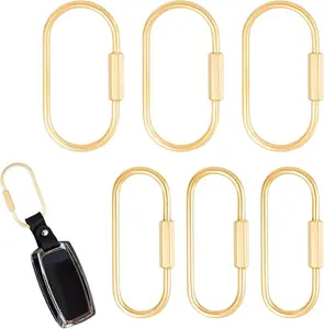 6 Pcs Brass Screw-Lock Keychain Set, Compatible with Labubu, Gold Carabiner Clips and Key Rings, Multi-Purpose Organizer
