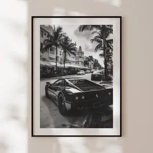 Unframed, Room Decor, Ferrari Print, Ferrari Wall Art, Ferrari Poster Black And White, Classic Car Wall Art, Vintage Ferrari Poster, Vintage Ferrari Print